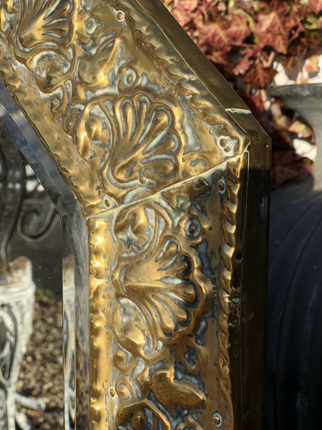 Antique brass mirror