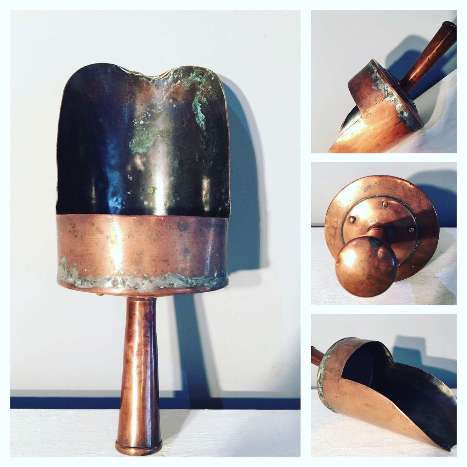 Antique copper grain scoop