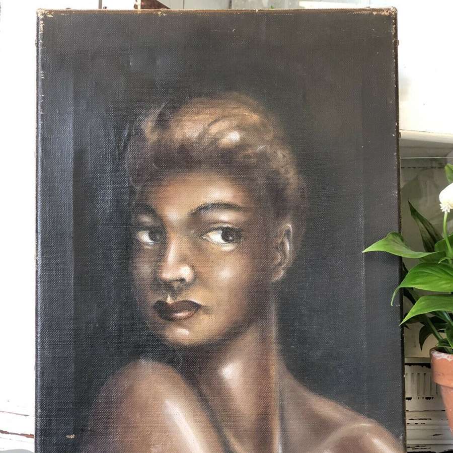 Vintage portrait on canvas