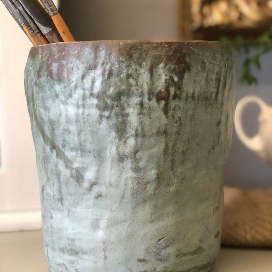 Unusual handmade Studio Pottery Brush Pot