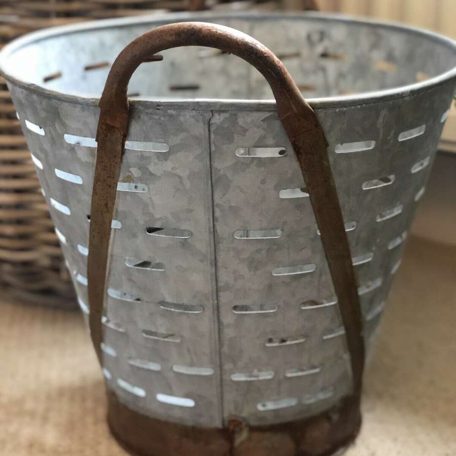 Vintage galvanised olive bucket