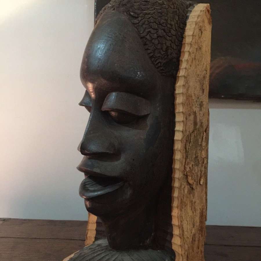 Vintage African Carved Figure Tribal Art Bust