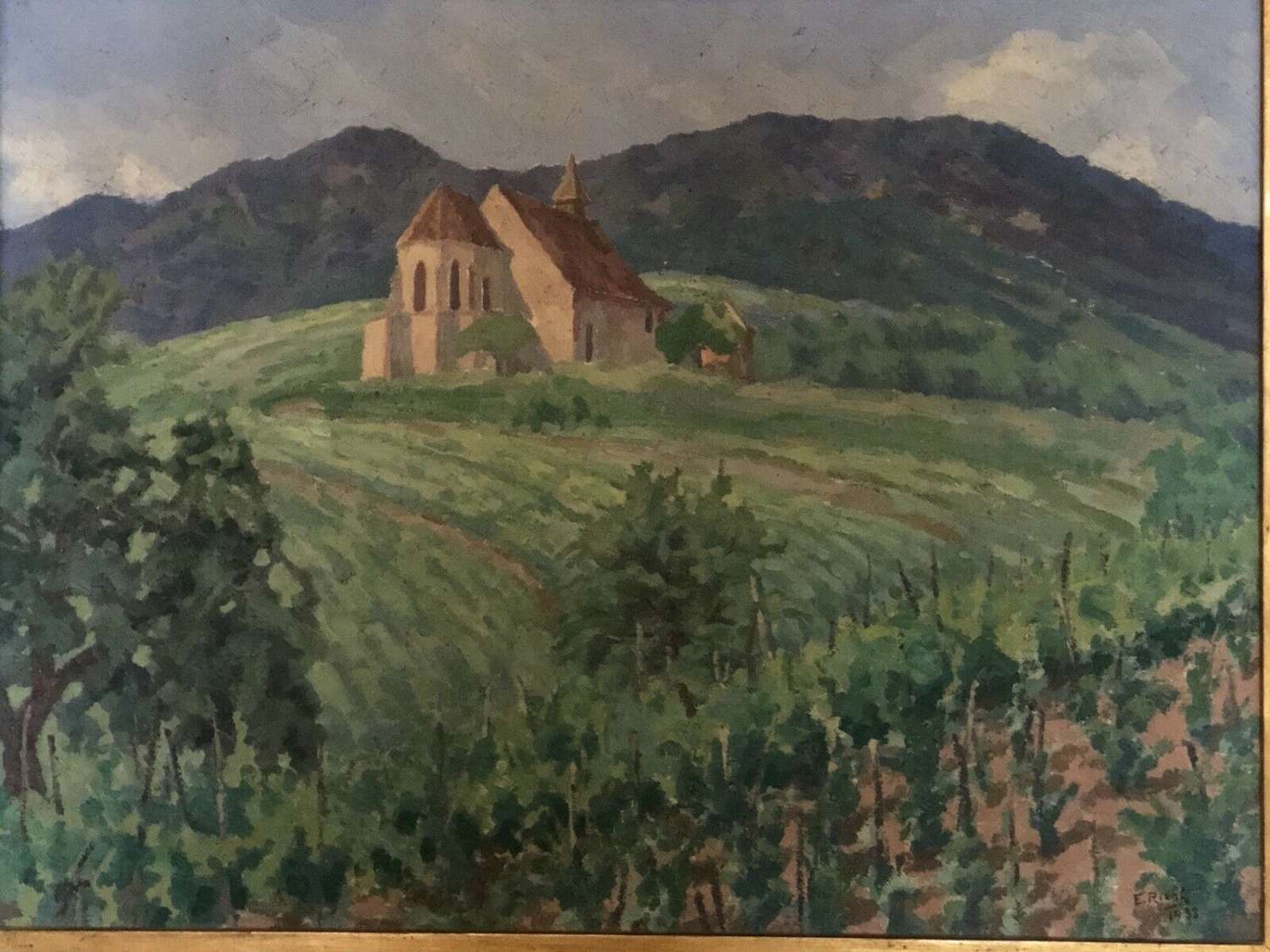 Vintage French Impressionist Landscape Painting.