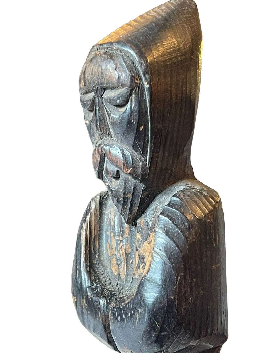 Antique carved holy treen  figure