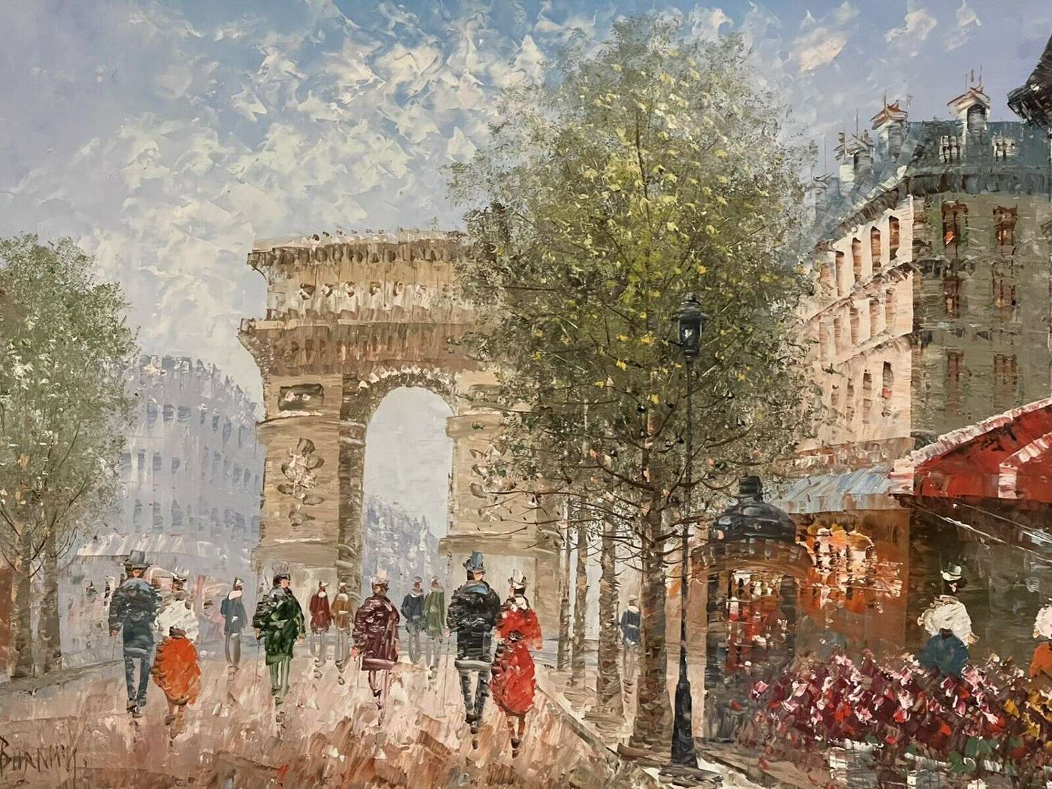 Parisian Street Scene Oil On Board.