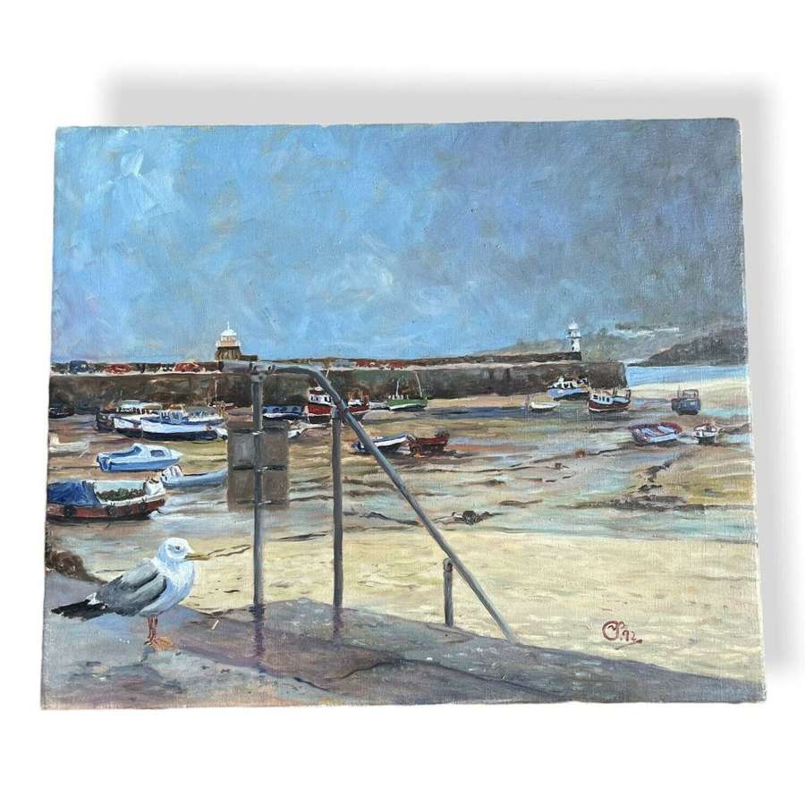 Harbour scene oil painting