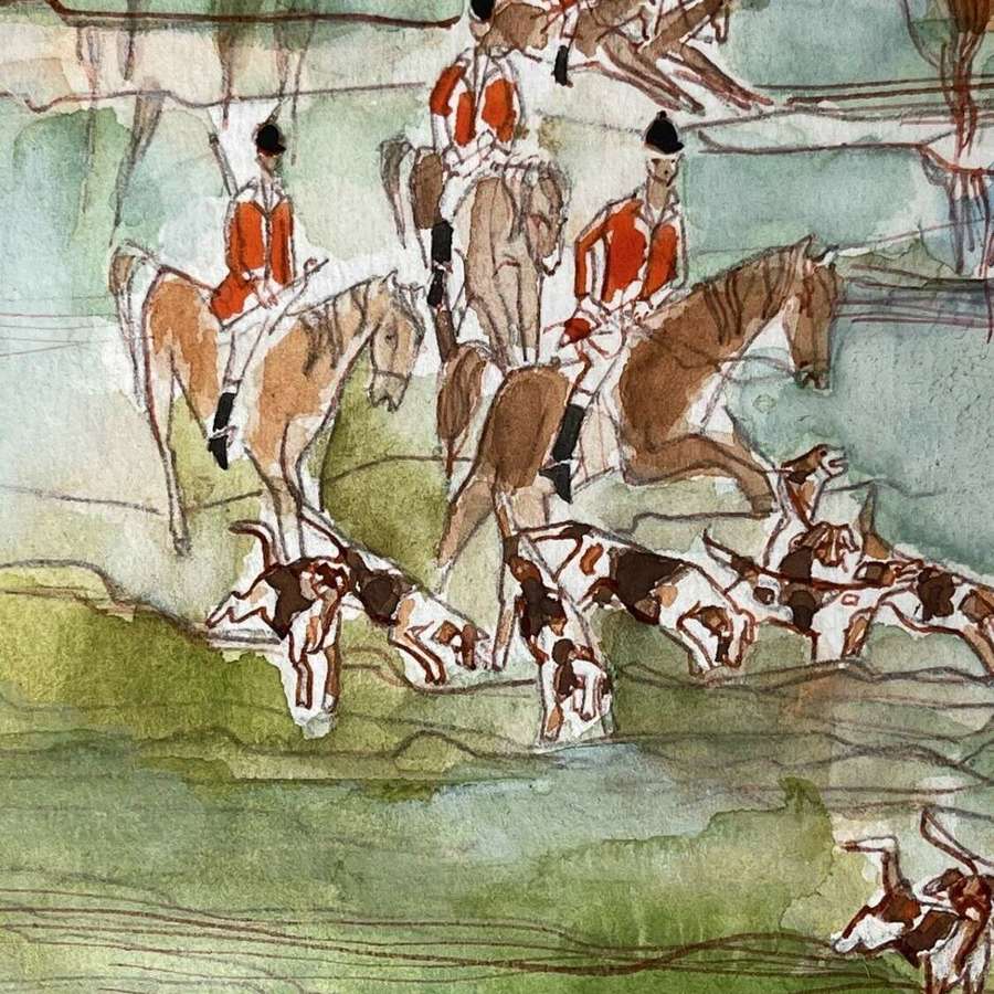 Hunting In Scotland By Molly Eckersdorff watercolour