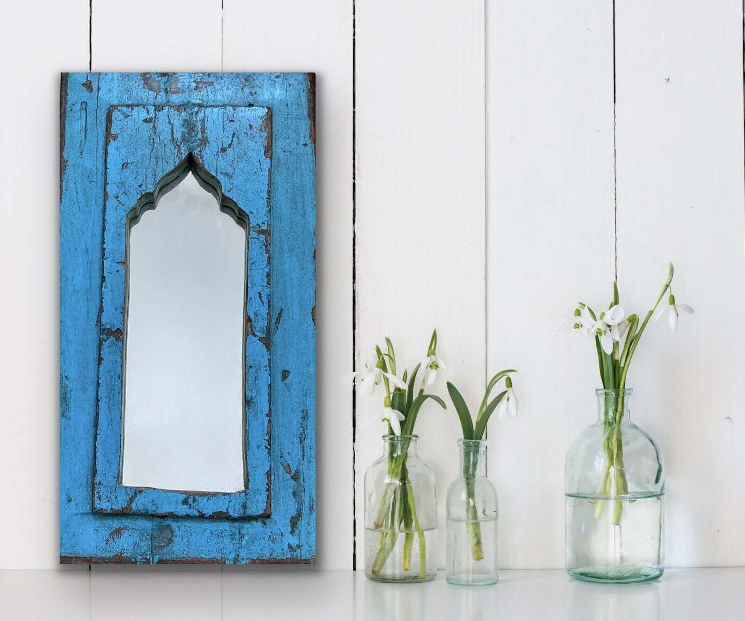 Reclaimed Greek blue mirror