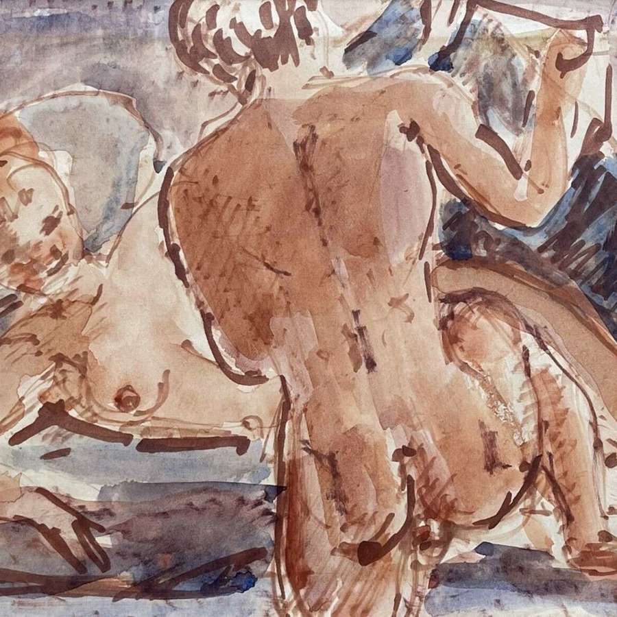 Stuart Scott Somerville Nude Couple Watercolour/ Gouache