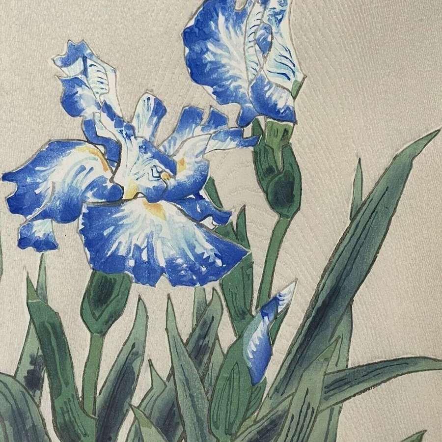 Japanese Woodblock Eiichi Kotoxuka Ito Blue Iris Uchida Art Co Kyoto