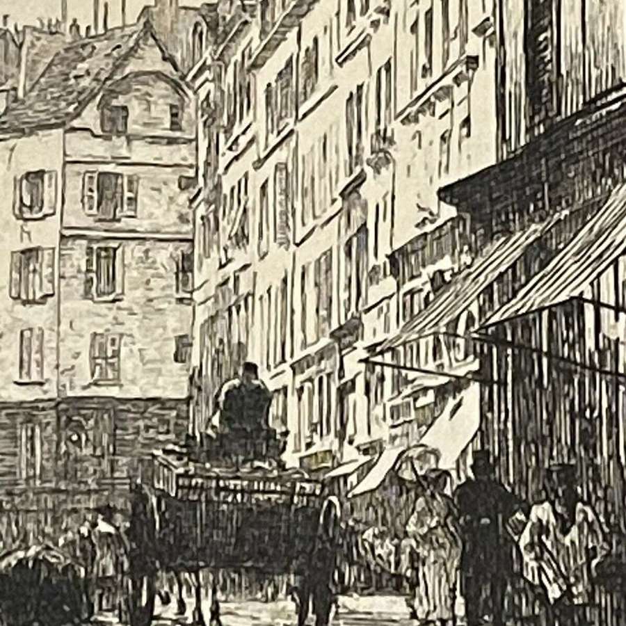 Leon Augustin Augustin Lhermitte, etching Rue St Andre Paris.