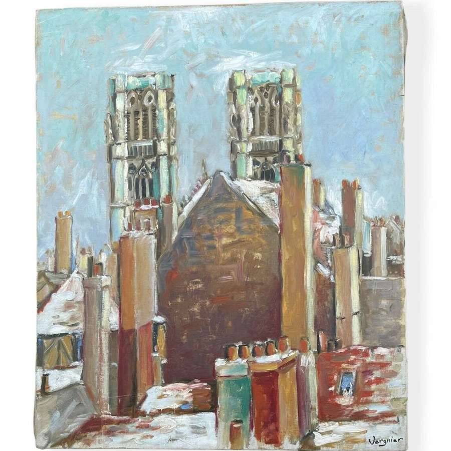 Snowy Notre Dame Paris oil painting