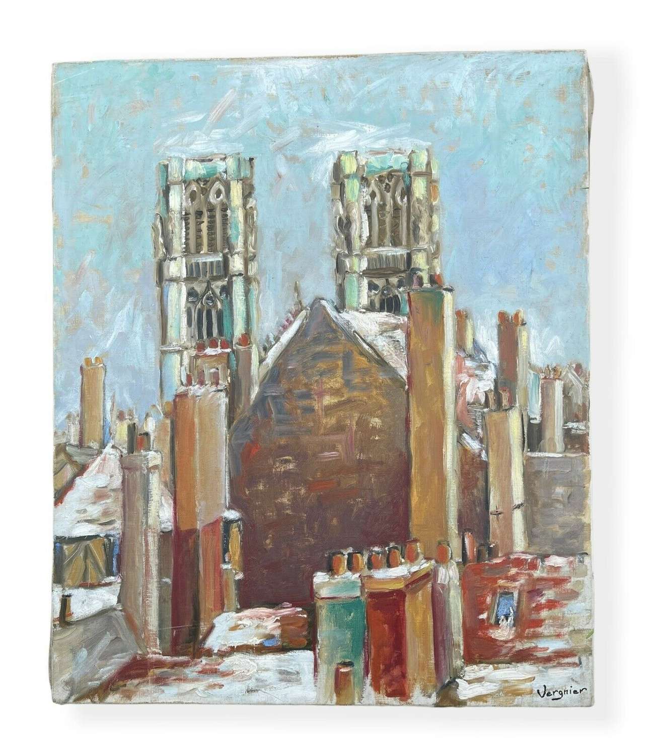 Snowy Notre Dame Paris oil painting