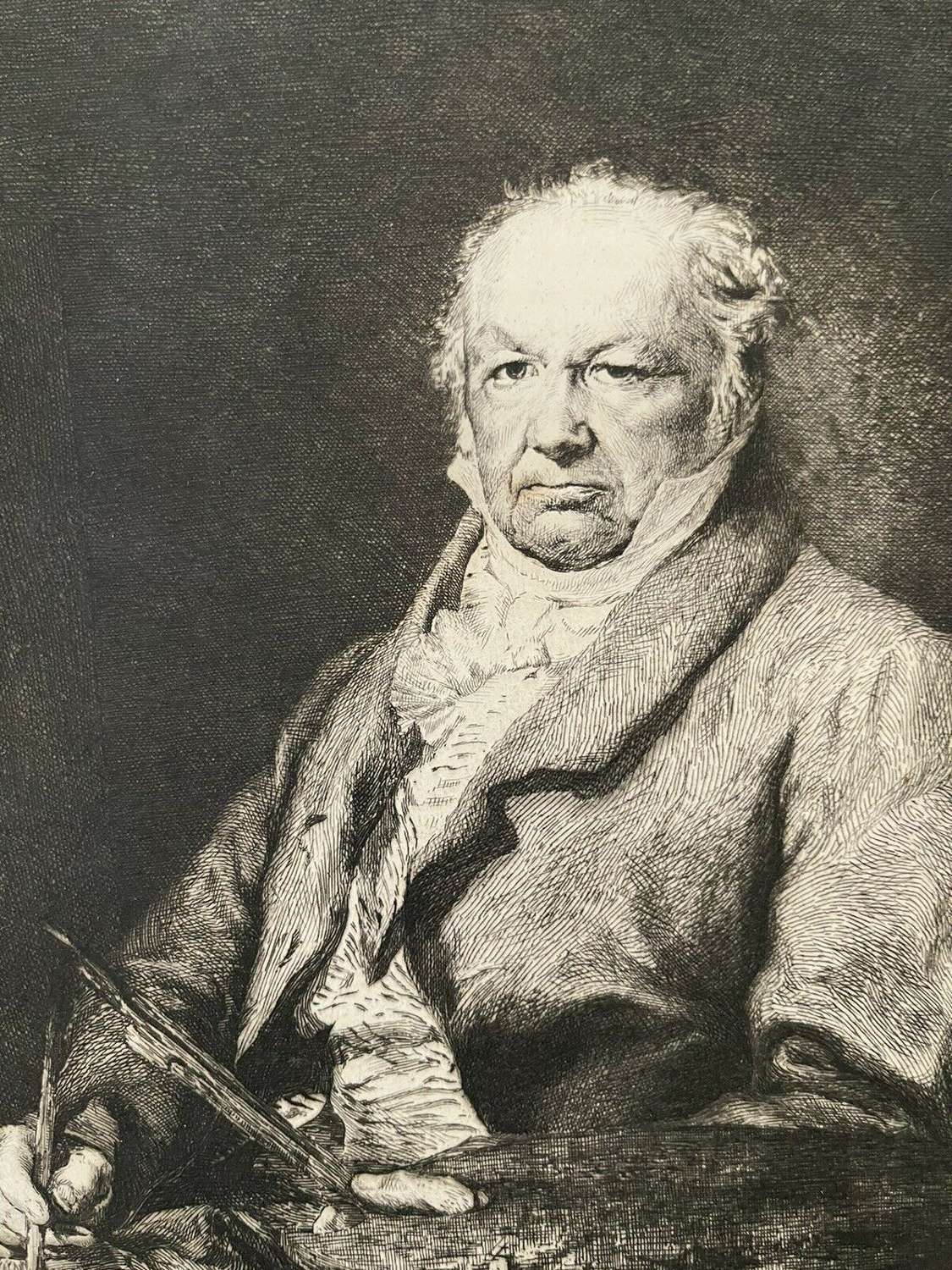 Antique Etching 'Portrait of Francisco Goya' after Louis Lucas 1879.