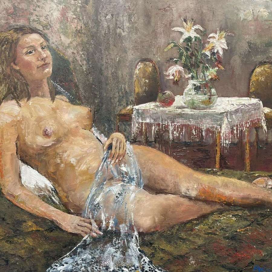 Reclining nude female portrait by Stella Benfold