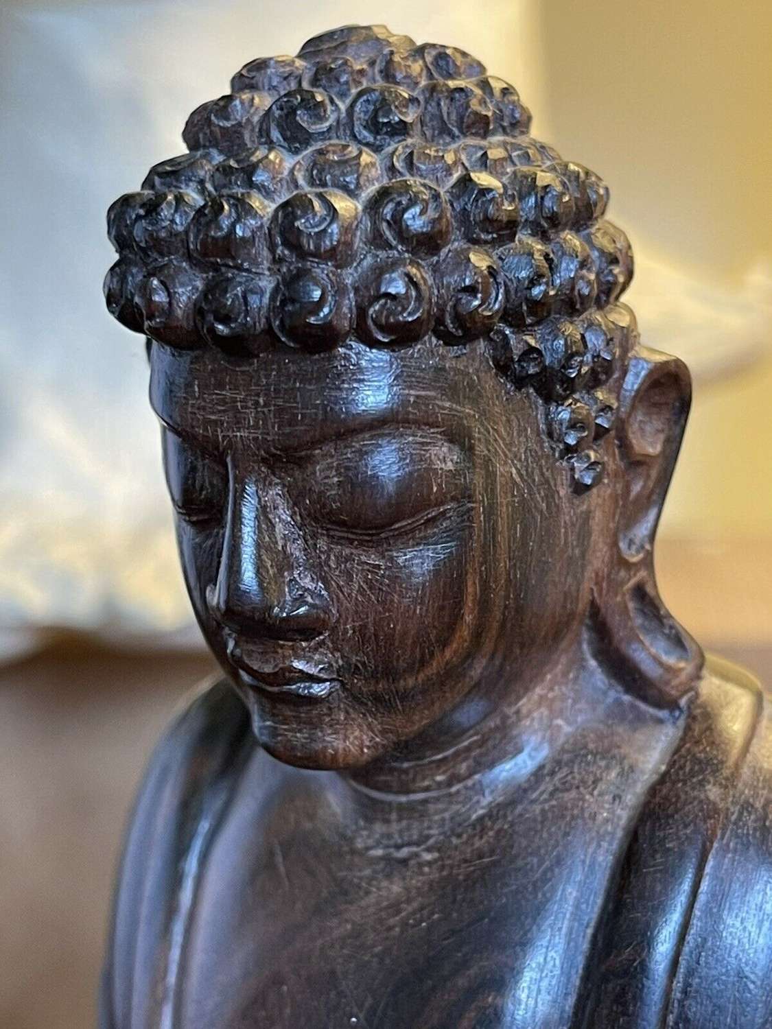 Vintage wooden seated Buddha