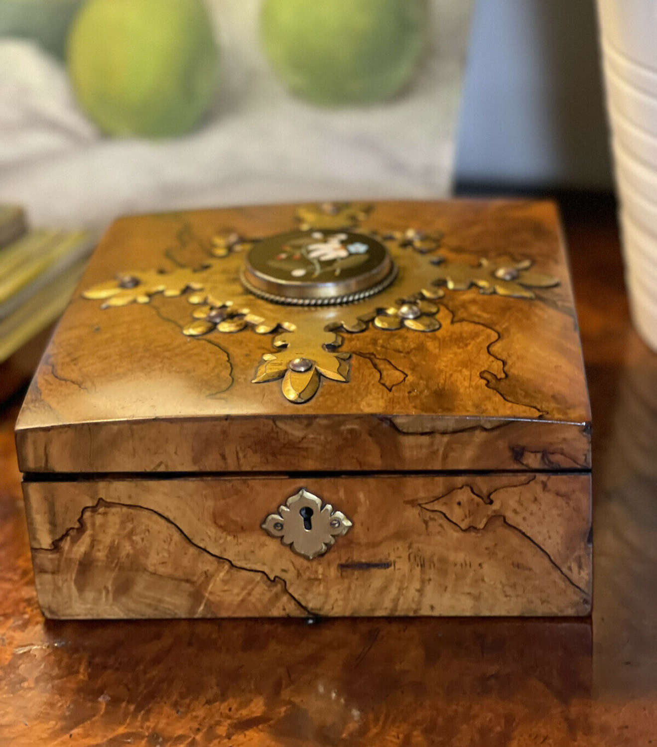 19th Century walnut Bezique games box