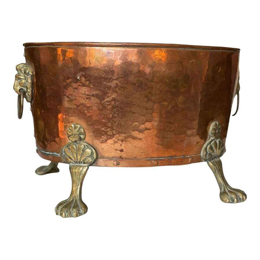 Antique copper coal/log basket