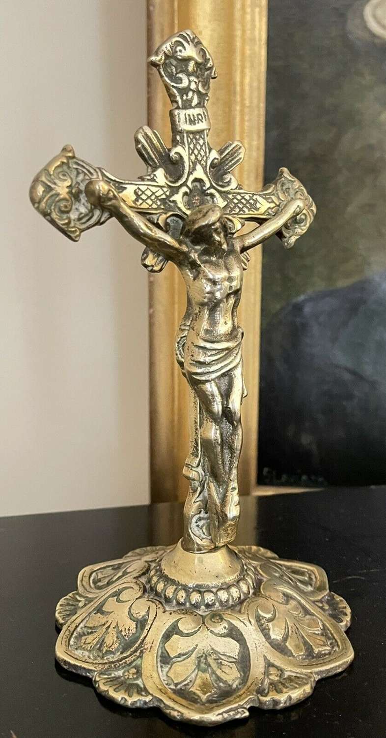Antique brass altar crucifix
