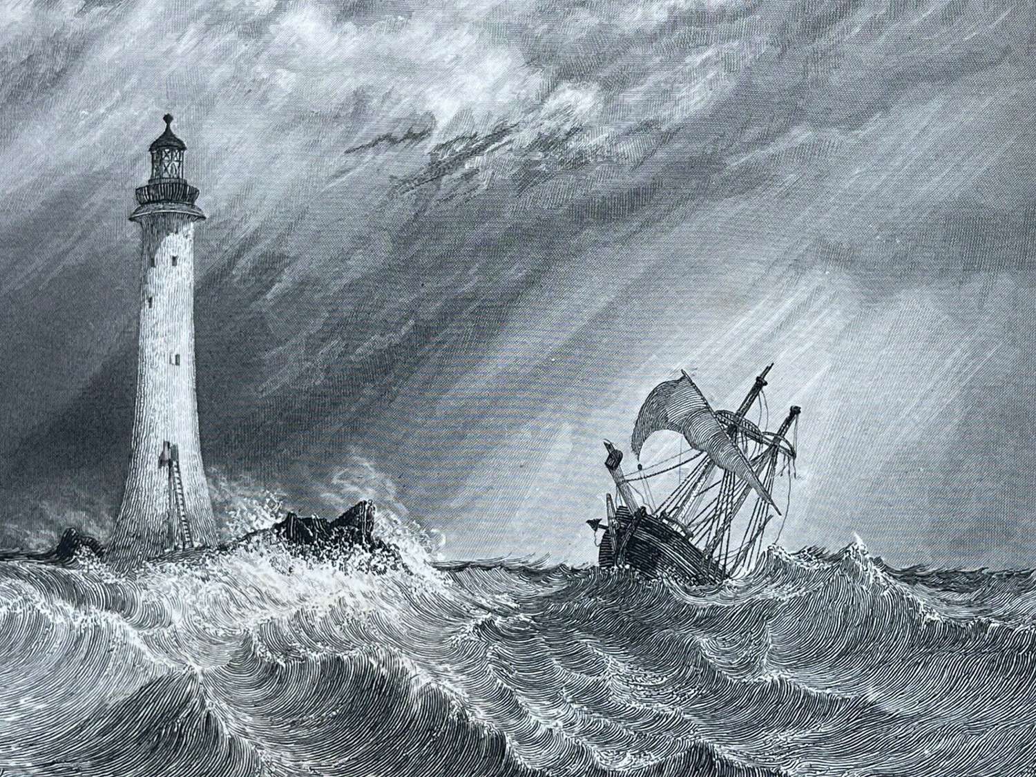 Eddystone Lighthouse engraved by W.B. Cooke