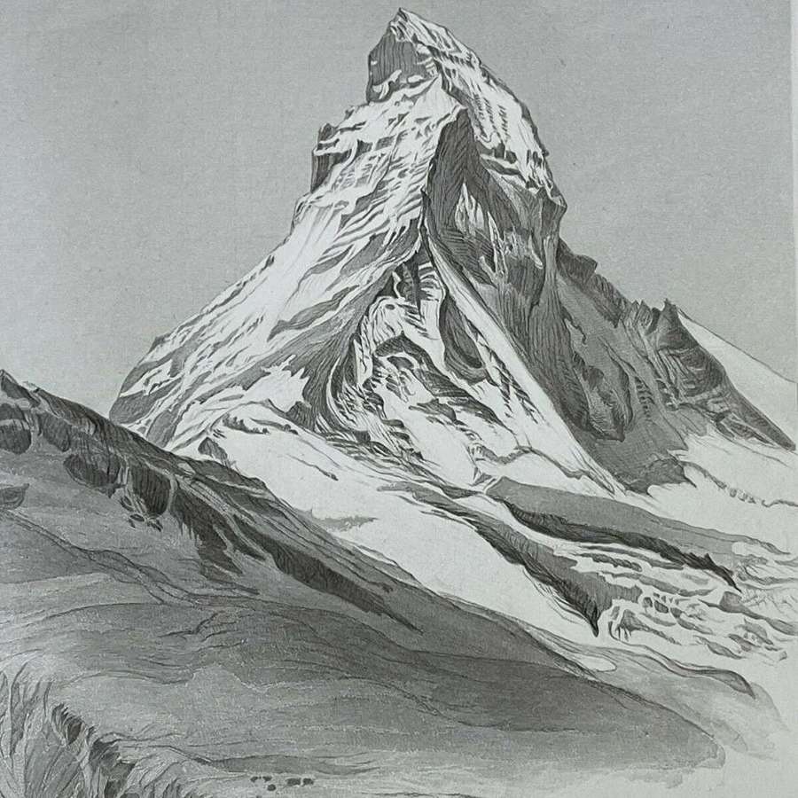 Mount Cervin J Ruskin & J C Armytage Steelplate Engraving 1868