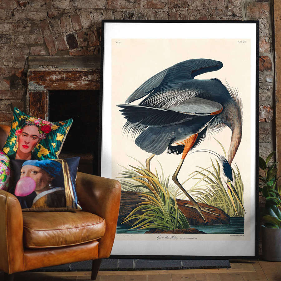 Fine art print of the blue Heron extra large 100 cm x 70 cm