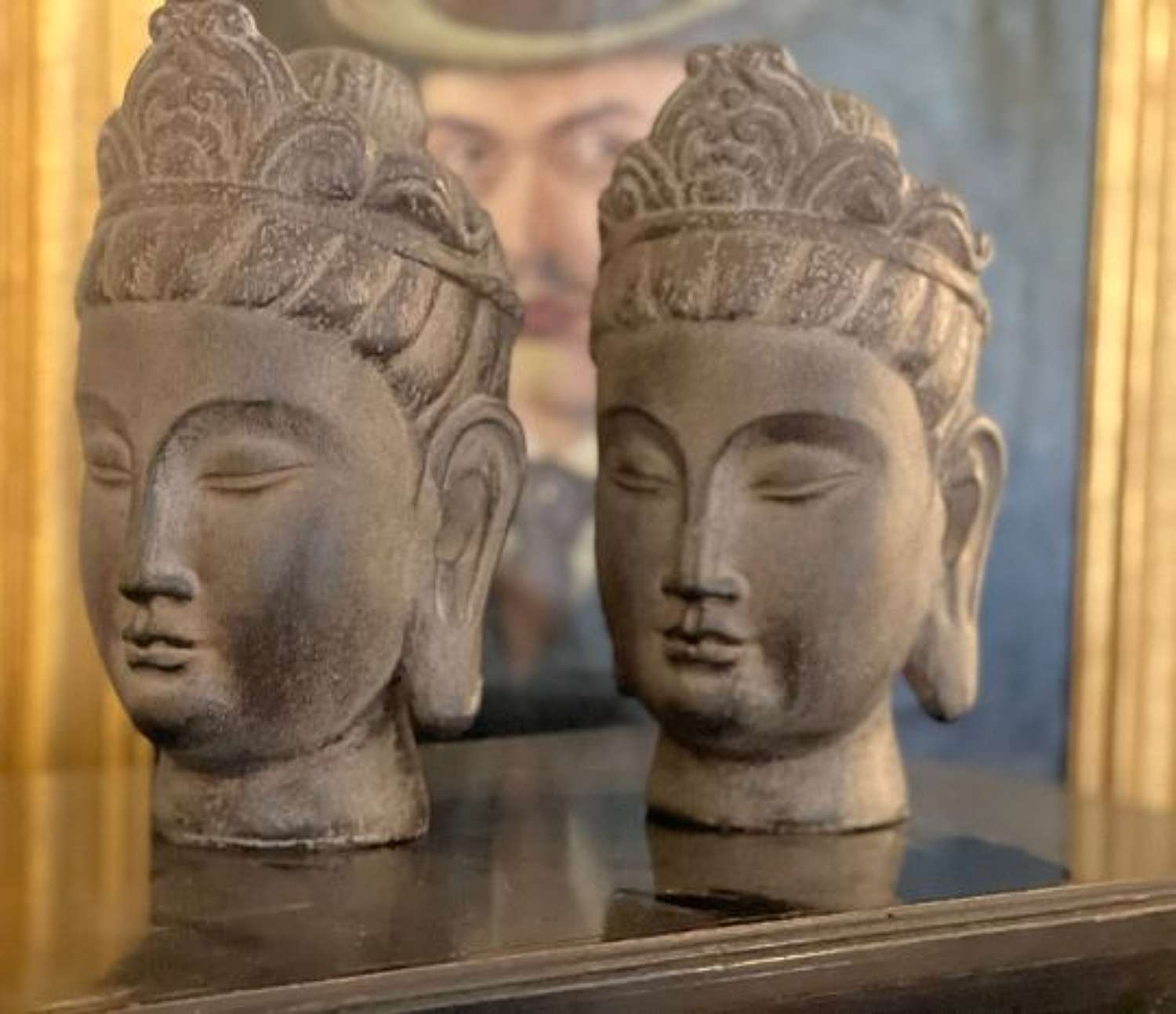 Buddha stone effect bookends.