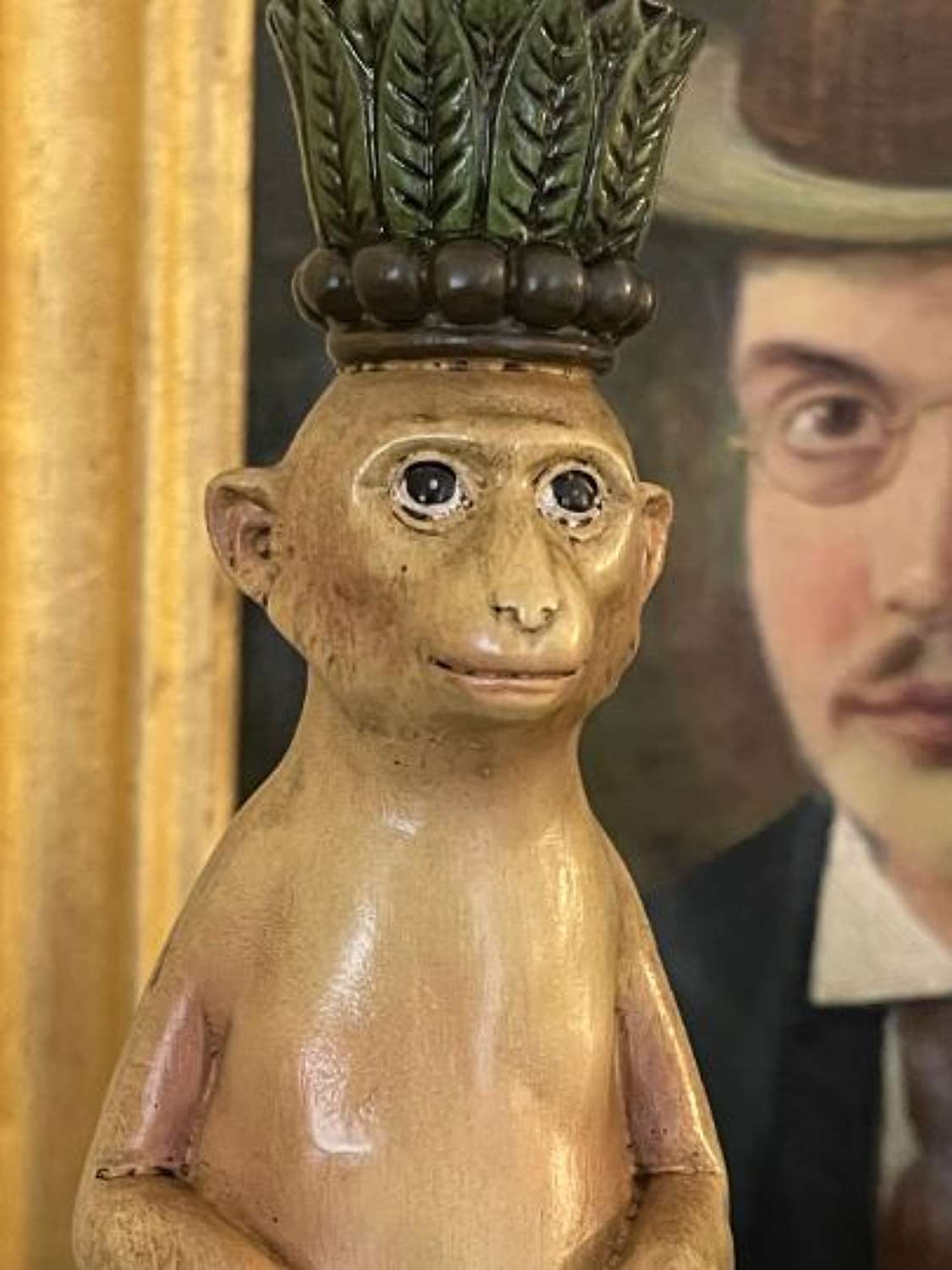 Antique style monkey candle holder