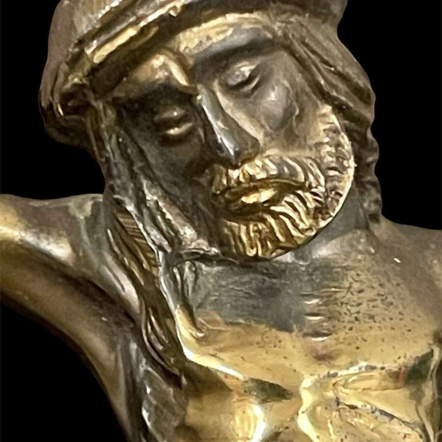 Antique Bronze French Crucifix circa 1920.