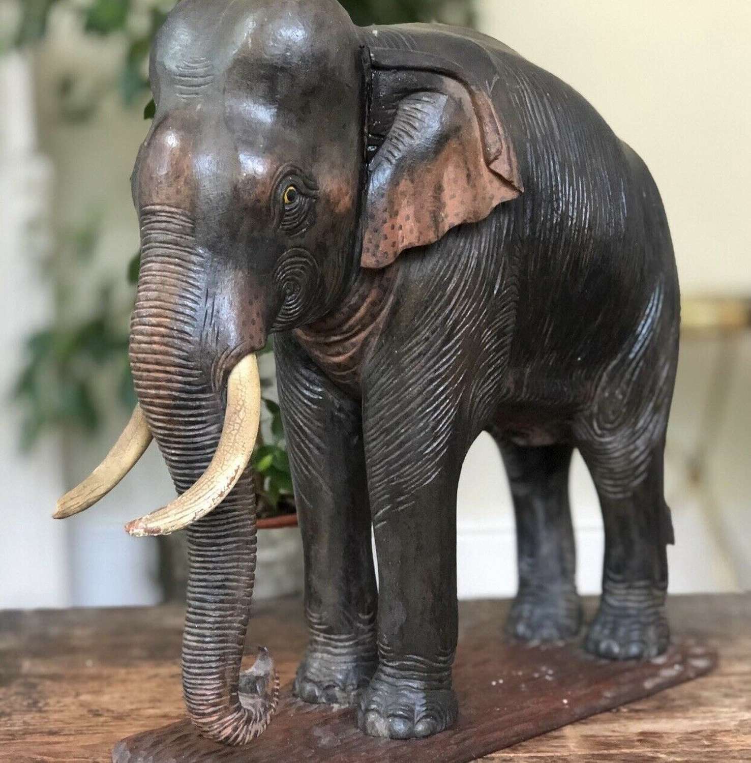 19th Century hand carved figure of an elephant