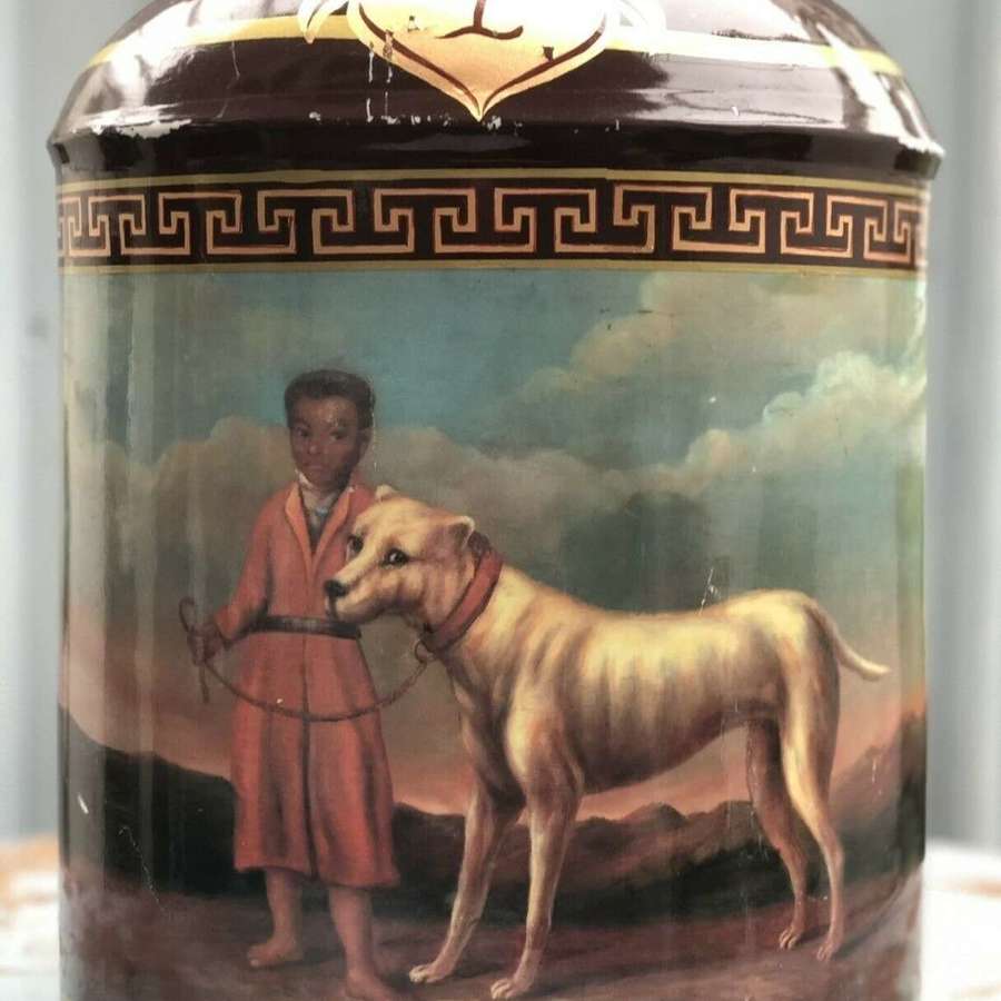 Antique 19th Century ceramic  tea canister tole jar.