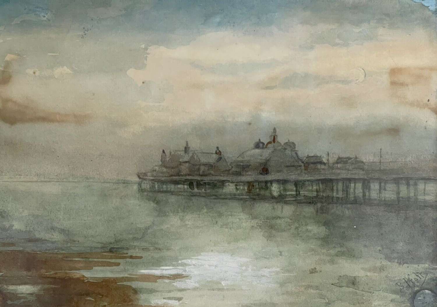 Original watercolour Brighton Pier by B Pratt