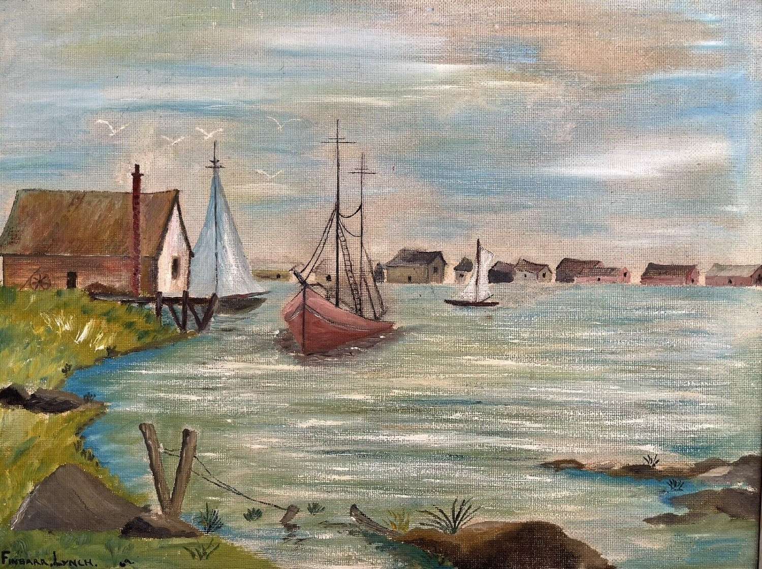 Original oil painting by Finbarr Lynch 1969 Scandinavian coast