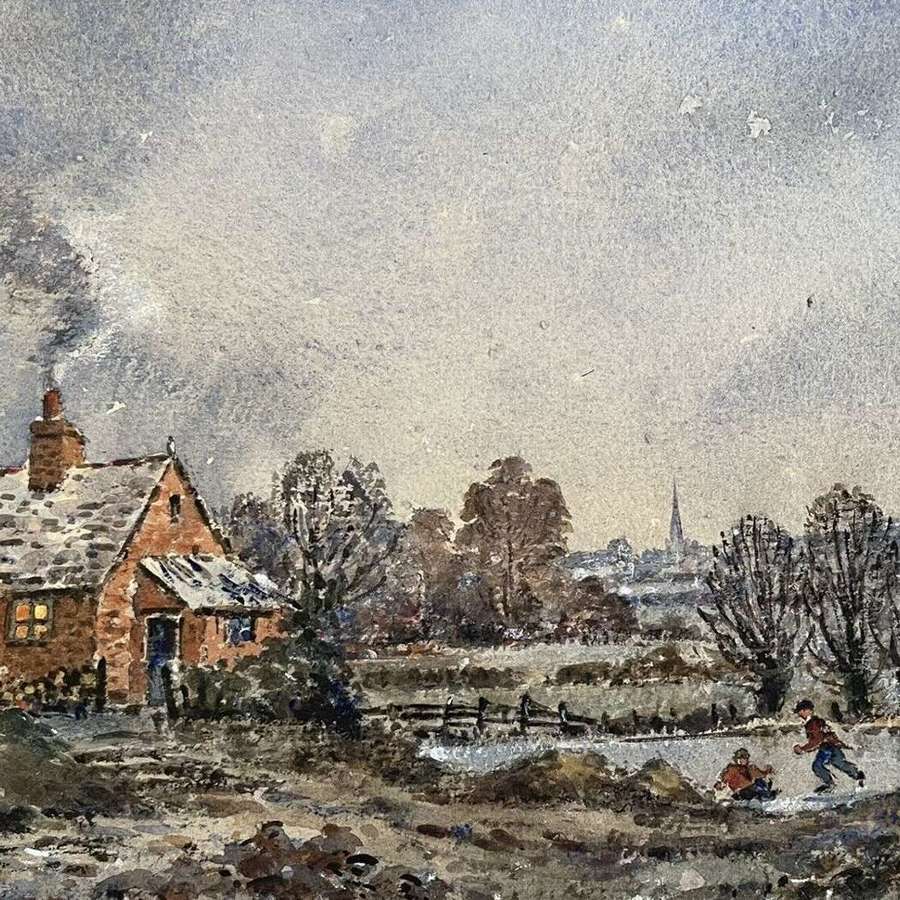 Original watercolour painting John Gogh A frosty morning in Monmouth