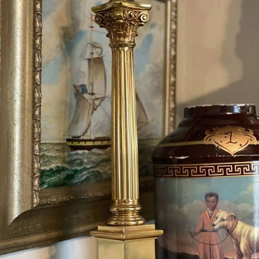 Large vintage brass Corinthian column lamp base.