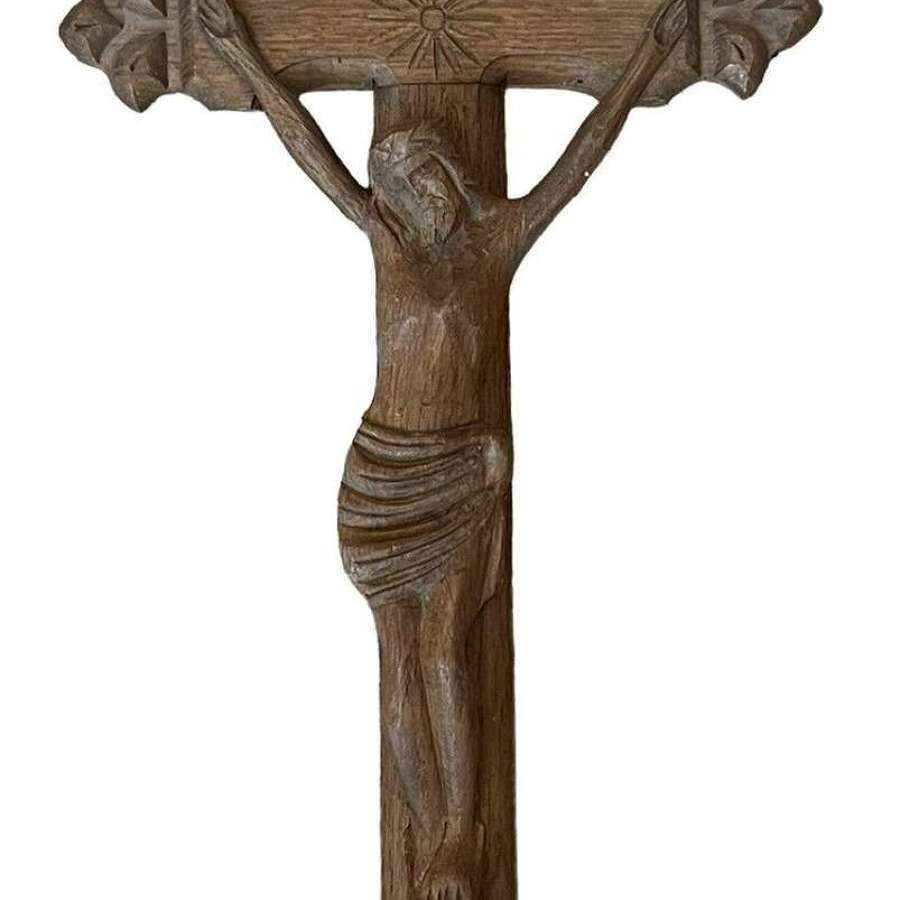 Antiqque oak French Crucifix