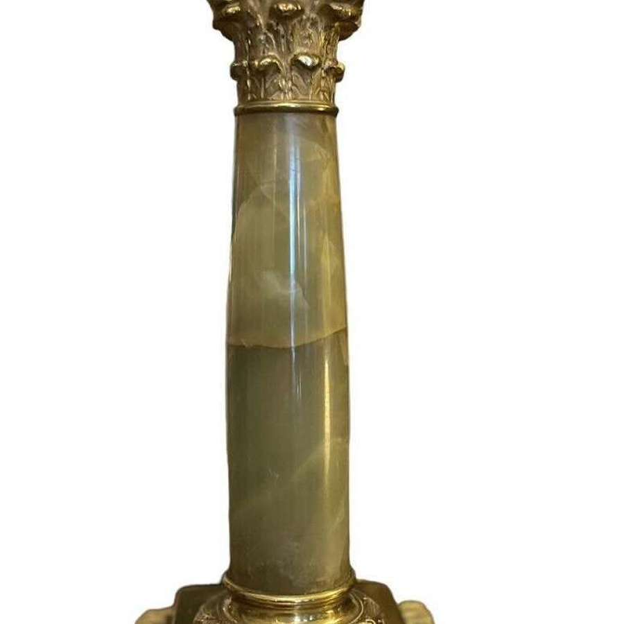 Vintage brass and onyx table lamp