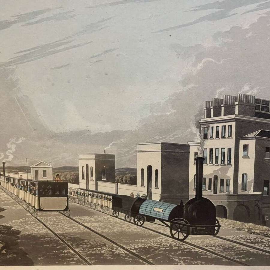 MANCHESTER & LIVERPOOL RAILWAY AT NEWTON AQUATINT 1825