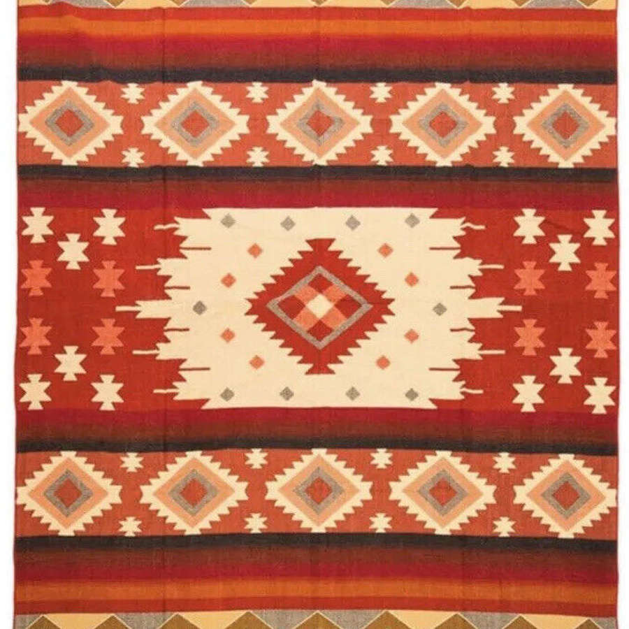 Handwoven south American Alpaca blanket Quilota red 190 cm x 225 cm