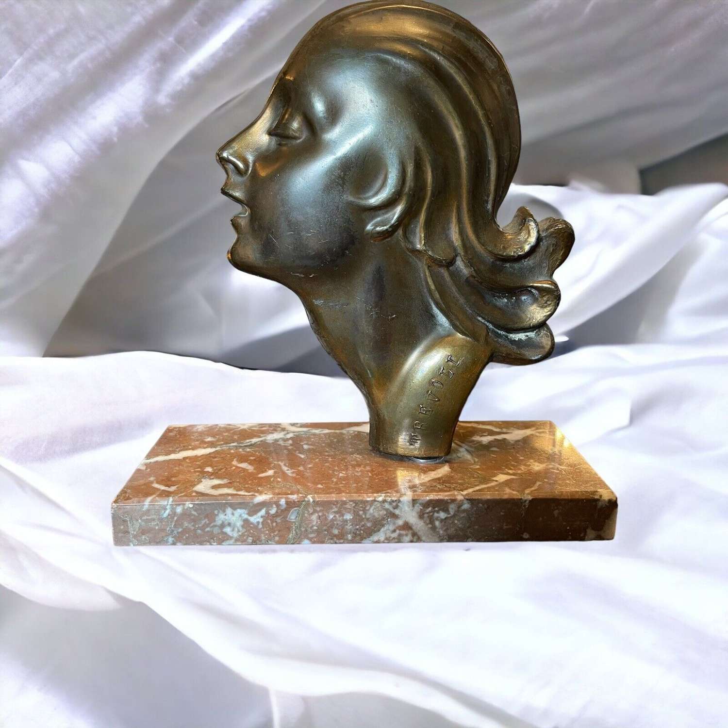 Art Deco stylised brass figure of a female form