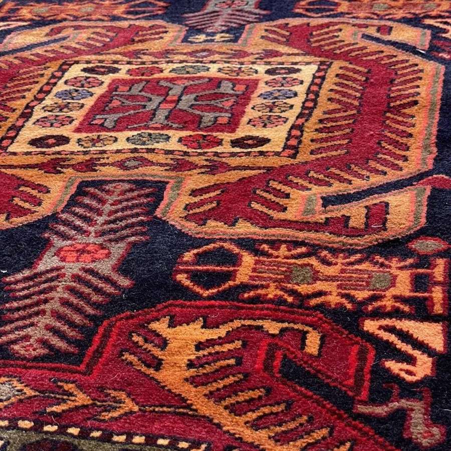 Vintage nomadic Azerbijani hand woven tribal rug 290 cm x 110 cm.