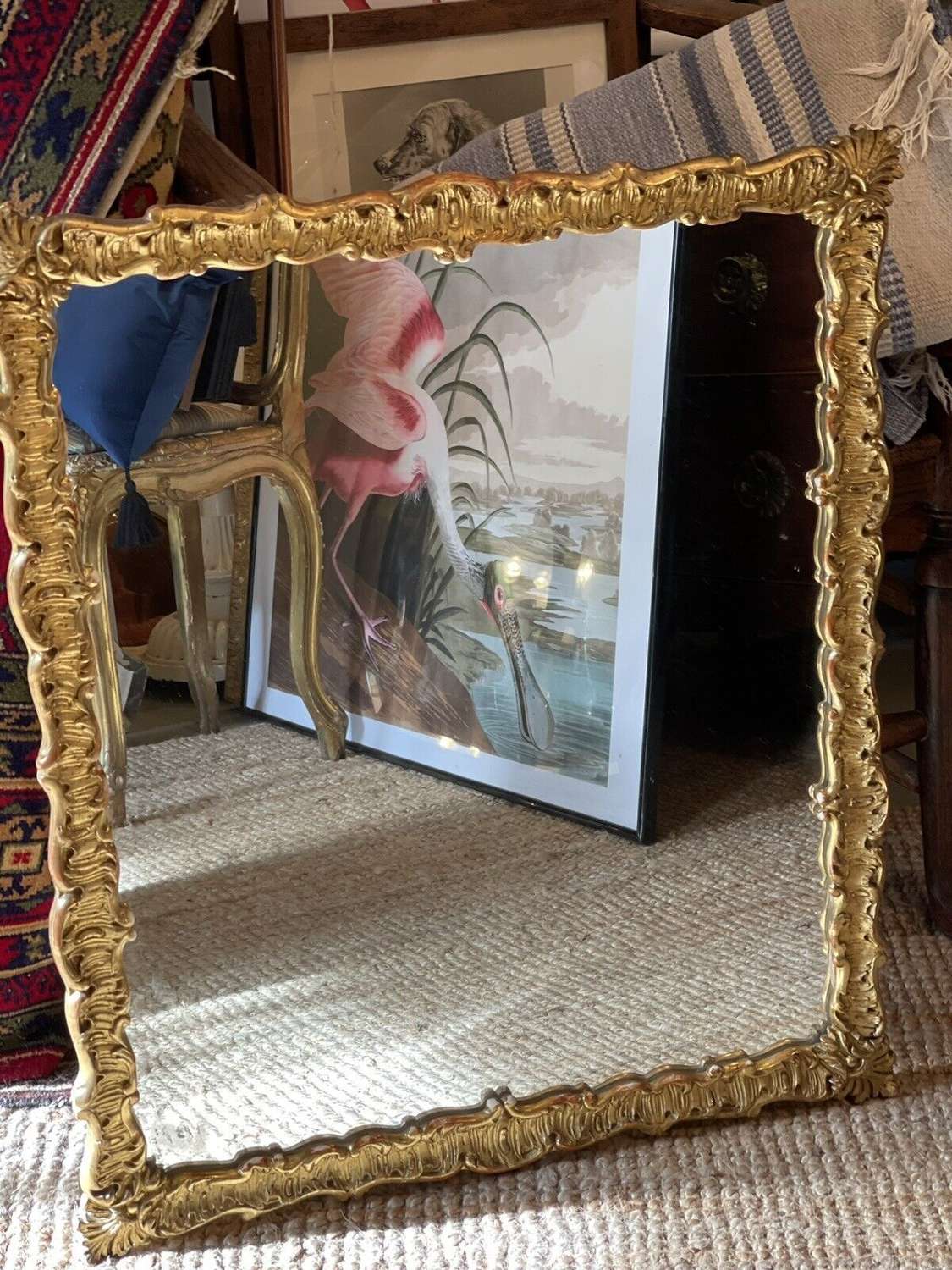 Antique gilt wooden Italian framed mirror.