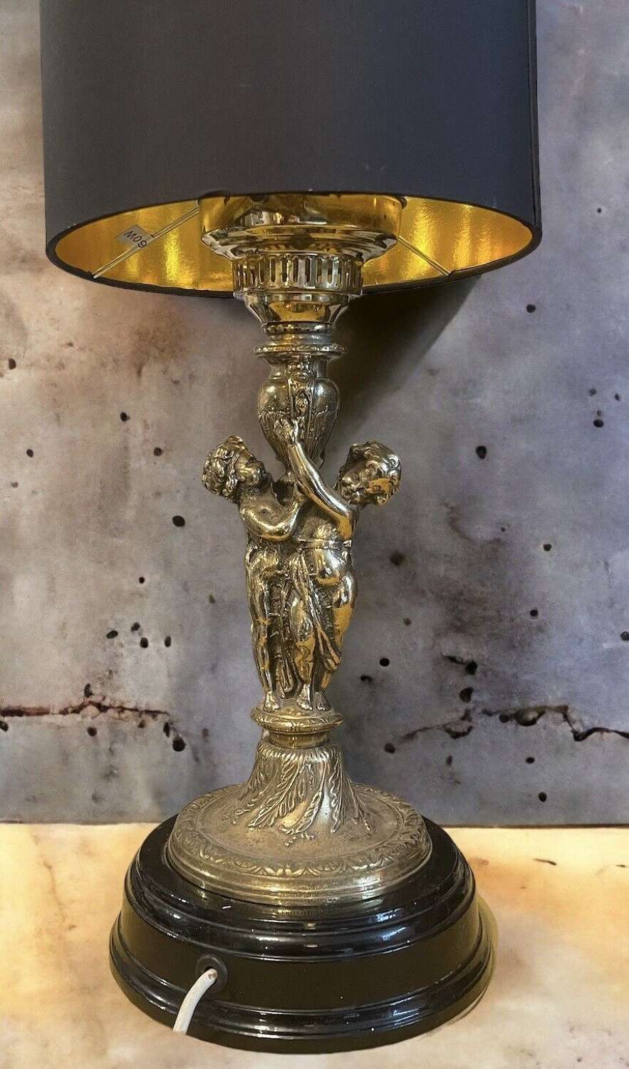 Art Deco brass neoclassical cherub lamp base Circa 1930.