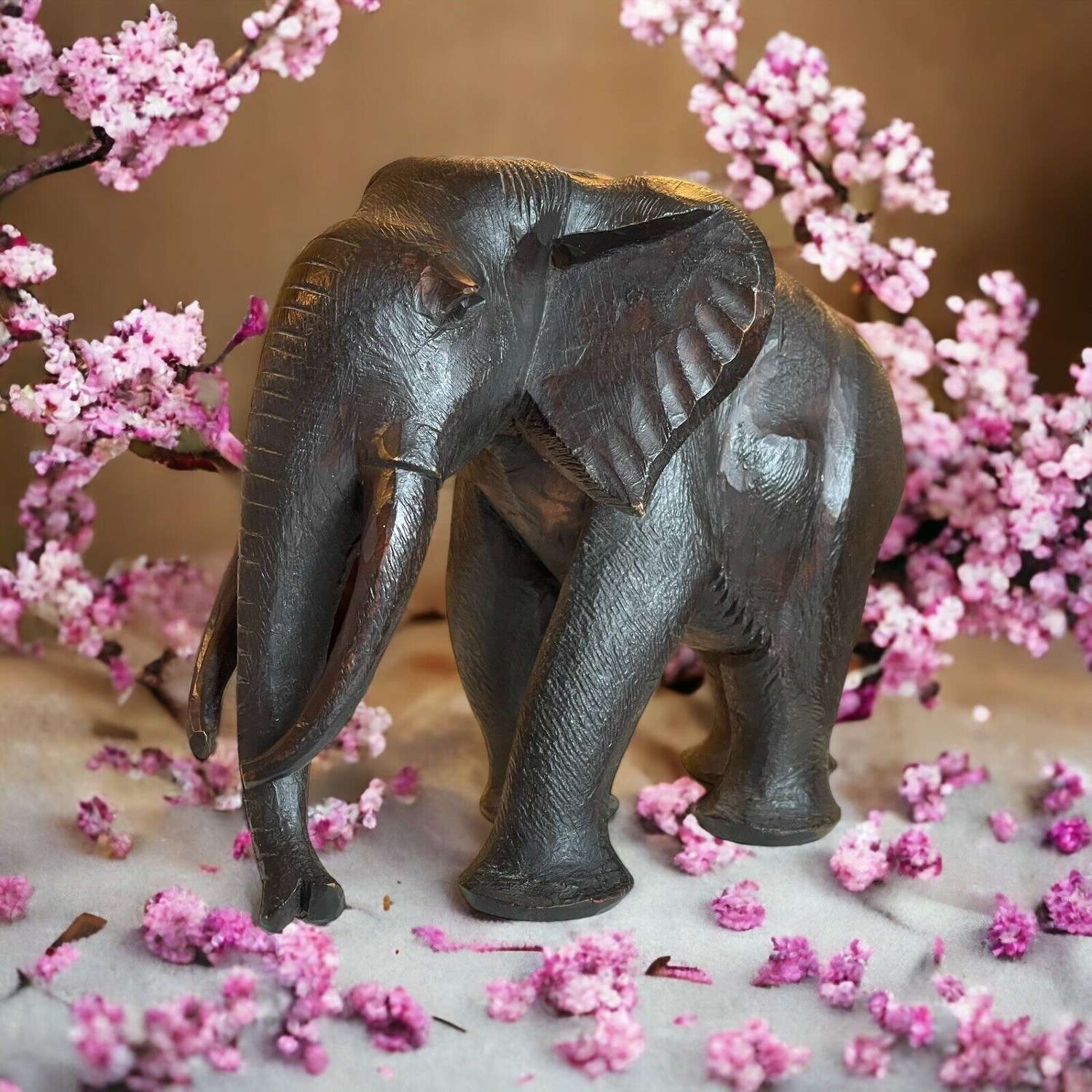 Hand carved wooden Indian Elephant