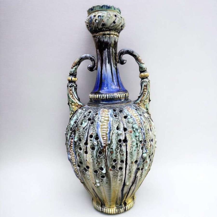 Antique Majolica Austrian Art Vase RSTK Amphora Works