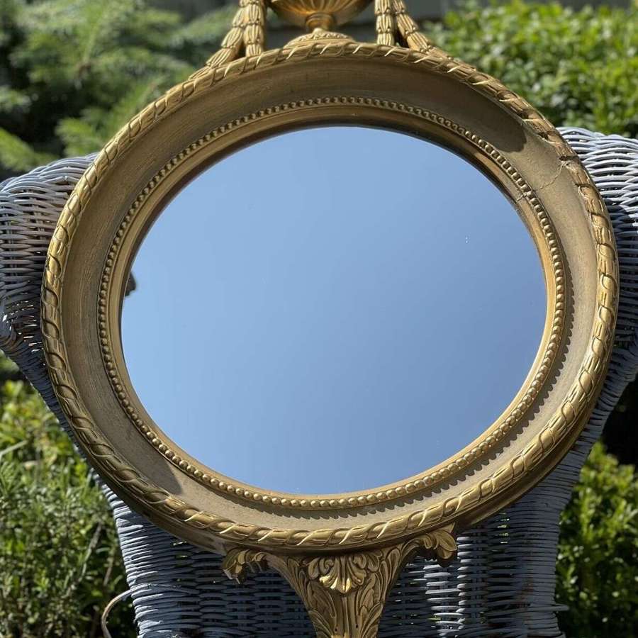Circular Gilt Framed Hanging Adam Style Wall Mirror by E Gomme.