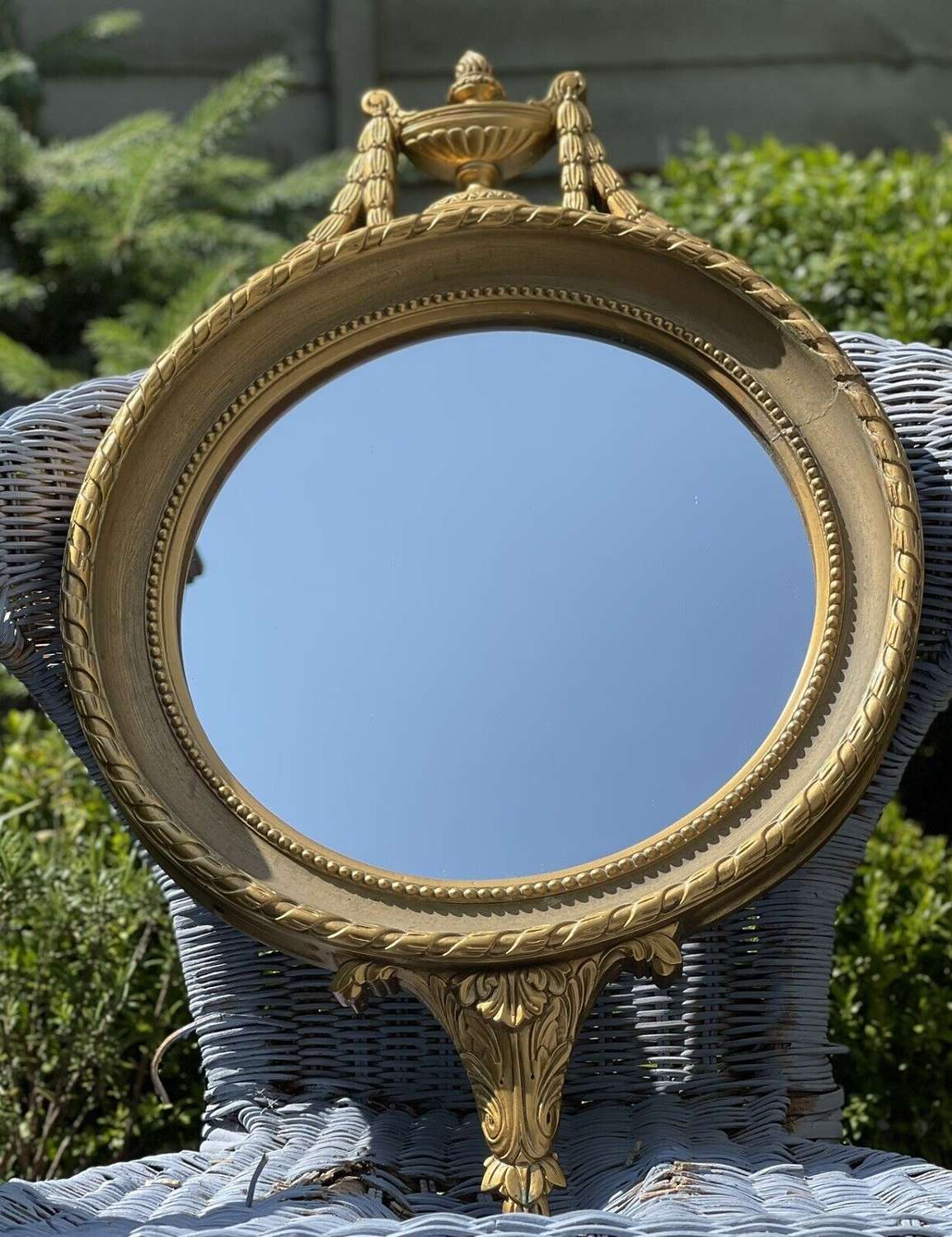 Circular Gilt Framed Hanging Adam Style Wall Mirror by E Gomme.