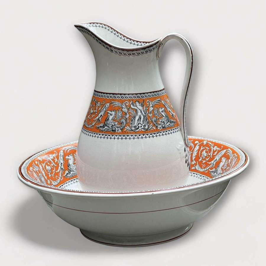 Antique pitcher and bowl  by G l Ashworth & Bros in Corinth design