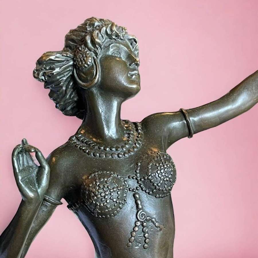 Vintage Bronze Statue Of A Gypsy Dancer Art Nouveau Style