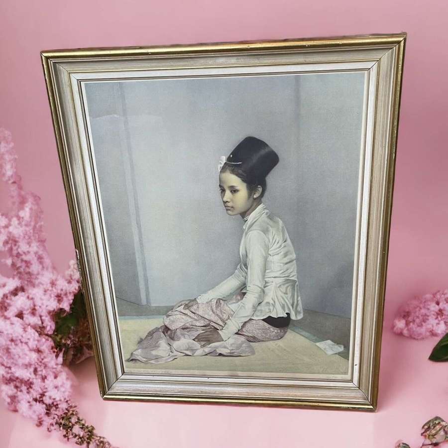 Sir Gerald Kelly 60’s Framed Print Of Princess Saw Ohn Nyun